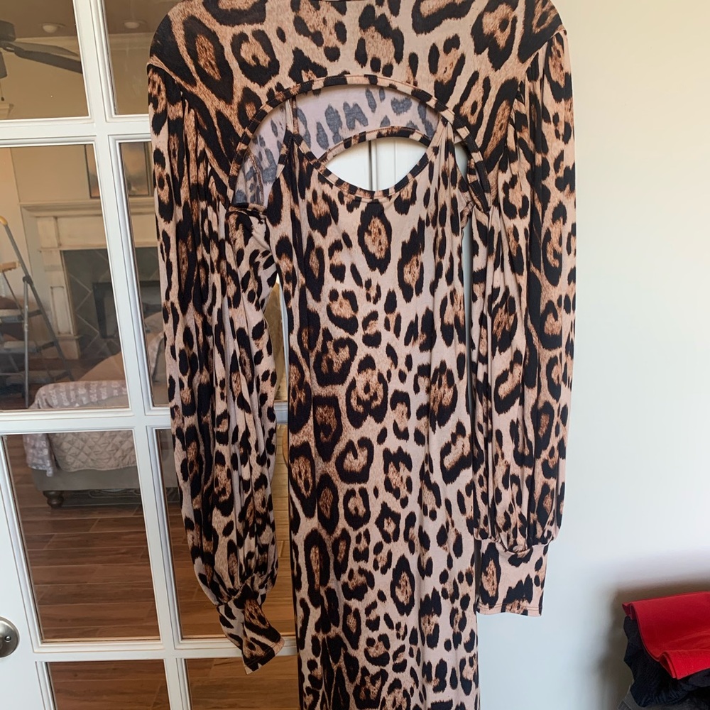 Sexy animal print midi dress
